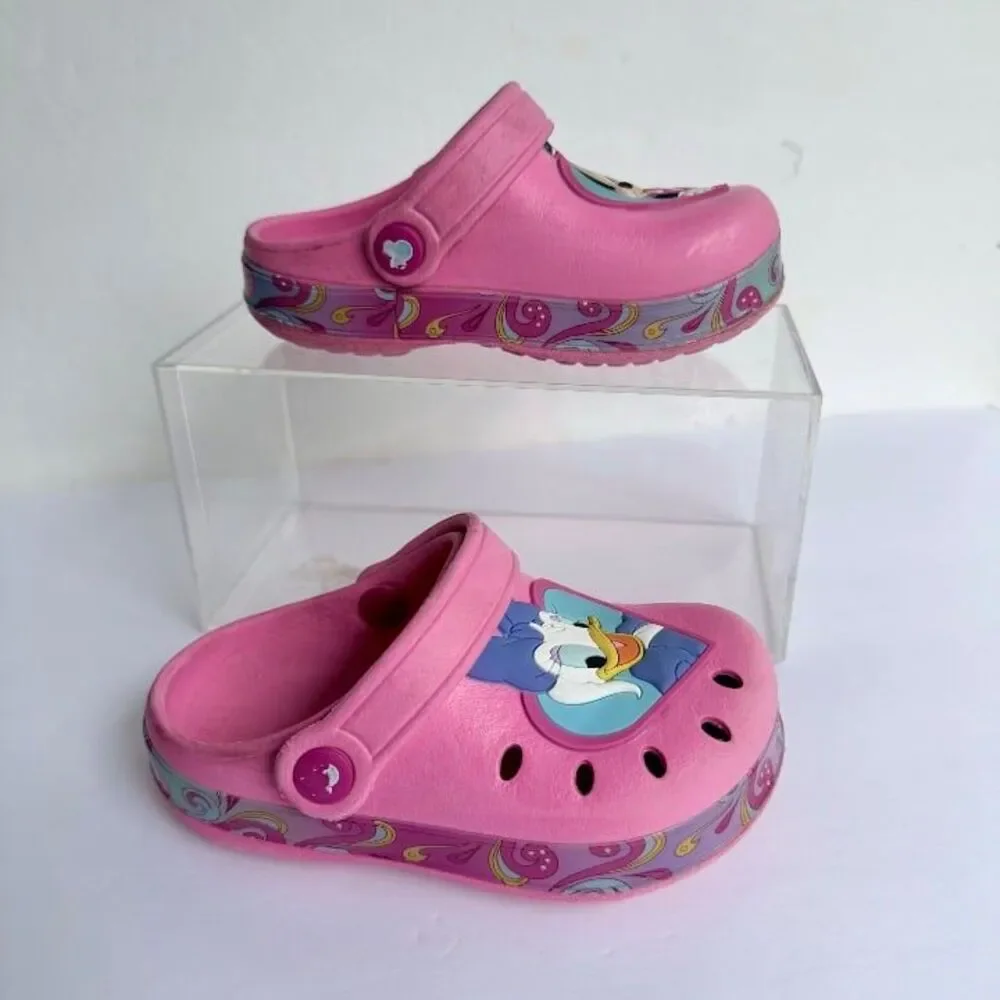 Disney Minnie & Daisy Toddler Girls Sz 7-8 Clogs Pink Water Shoes Beach Swim